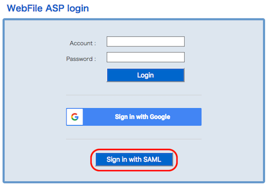 login screen contains SAML authentication