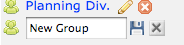 the form for entering new group name