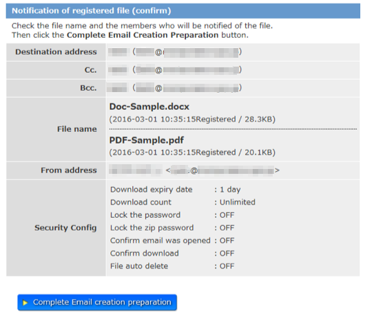 Notification of registered file:compfirm