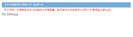 ロックしたファイルのエラー画面